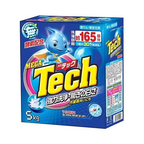 【単品5個セット】 メガテック 大型洗剤5KG 165回分 トイレタリージャパン(代引不可)【送料無料】