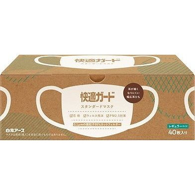 【単品10個セット】 快適ガードスタンダードマスク レギュラーサイズ 40枚入 白元アース(代引不可)【送料無料】