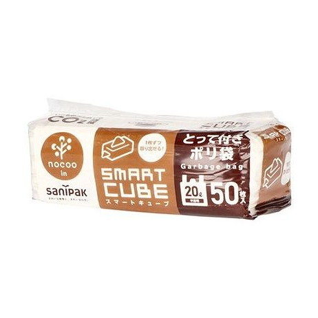 【単品8個セット】 CCS29 スマートキューブ とって付きポリ袋 20L 50枚 半透明 nocoo in 日本サニパック(代引不可)【送料無料】