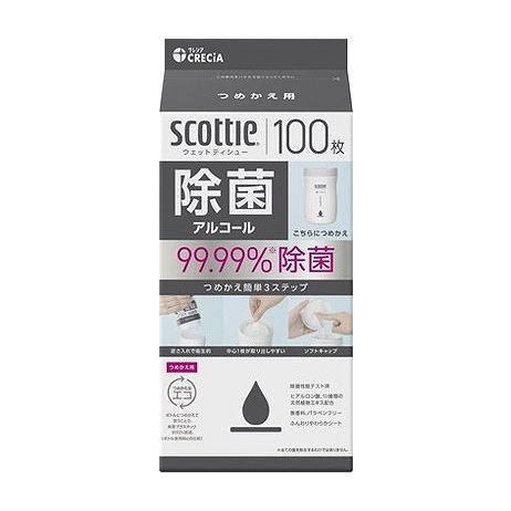 【単品20個セット】 日本製紙クレシア スコッティウェットティシュー 除菌 アルコール つめかえ用(代引不可)【送料無料】