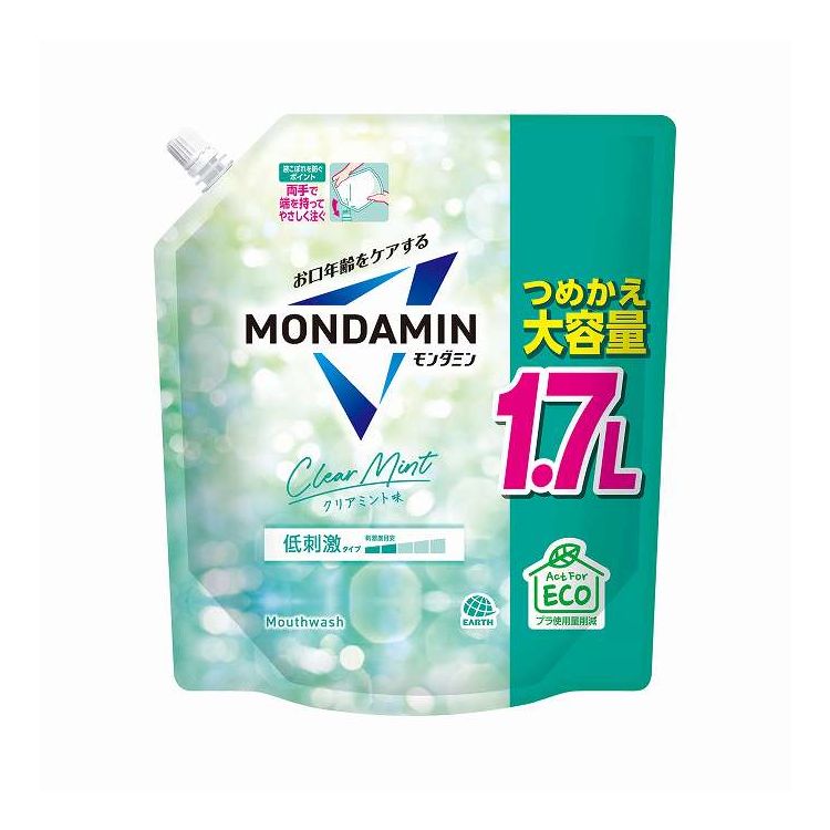 【単品6個セット】 アース製薬 モンダミン クリアミント つめかえ大容量 1.7L(代引不可)【送料無料】