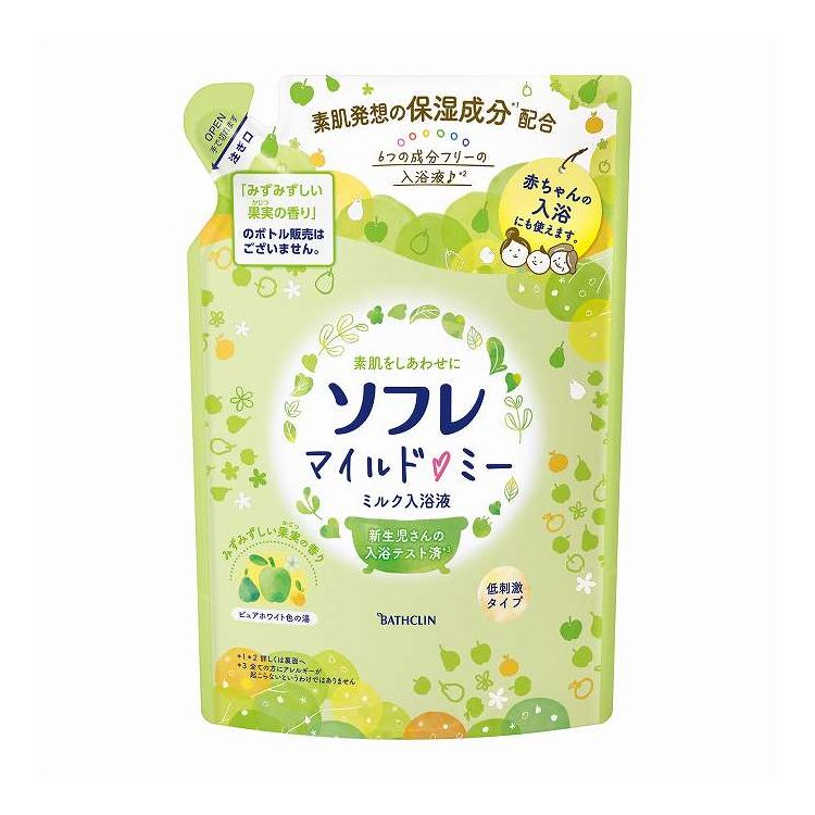 【単品7個セット】 バスクリン ソフレ マイルド・ミー ミルク入浴液 みずみずしい果実の香り 600mL(代引不可)【送料無料】