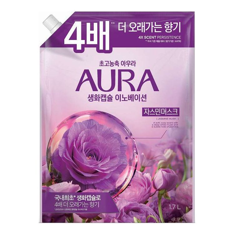 【単品8個セット】 トイレタリージャパン 香りサフロン柔軟剤 AURA生花カプセル ジャスミンムスク つめかえ用 1700mL(代引不可)【送料無料】