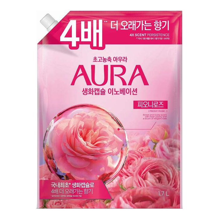 【単品8個セット】 トイレタリージャパン 香りサフロン柔軟剤 AURA生花カプセル ピオニーローズ つめかえ用 1700mL(代引不可)【送料無料】
