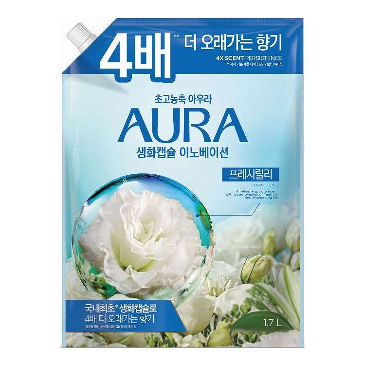 【単品8個セット】 トイレタリージャパン 香りサフロン柔軟剤 AURA生花カプセル フレッシュリリー つめかえ用 1700mL(代引不可)【送料無料】