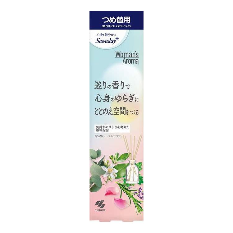 【単品15個セット】 小林製薬 Sawaday+ Woman's Aroma 巡りのハーバルアロマ つめ替用(代引不可)【送料無料】｜リコメン堂ホームライフ館