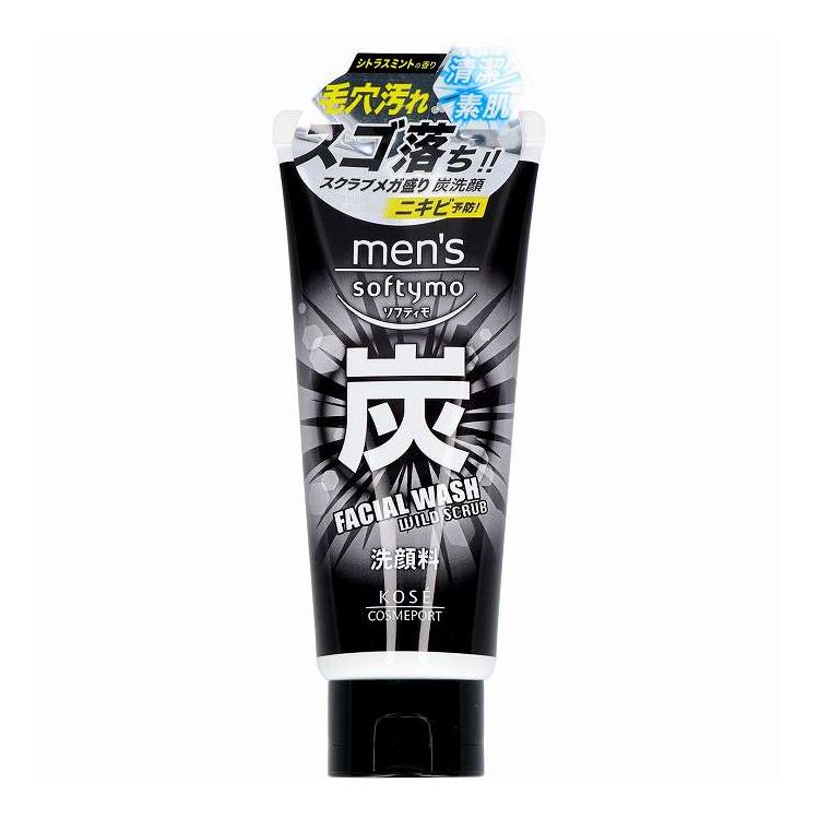 【単品14個セット】 コーセーコスメポート メンズ ソフティモ フェイシャルウォッシュ 炭 130g(代引不可)【送料無料】