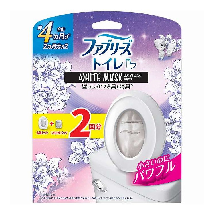【単品10個セット】 ファブリーズトイレ用消臭剤ホワイトムスク本体+詰替1個 P&G 1個(代引不可)【送料無料】