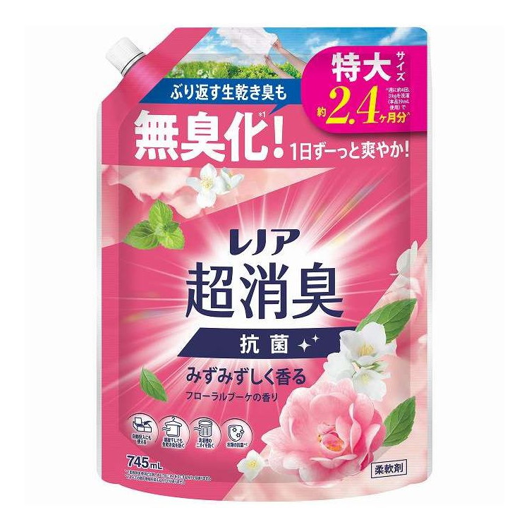 【単品12個セット】 レノア 超消臭みずみずしく香るフローラルブーケの香り つめかえ 用特大サイズ P&G 745ml(代引不可)【送料無料】