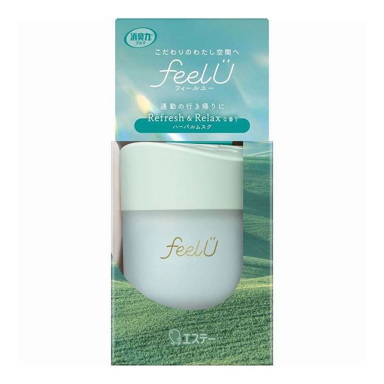 【単品15個セット】 消臭力 クルマ用 feelU ゲルタイプ 本体 ハーバルムスク エステー 90G(代引不可)【送料無料】|リコメン堂ホームライフ館