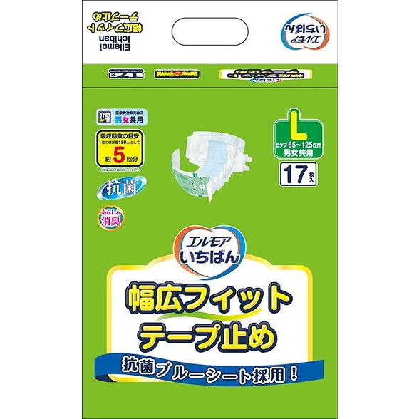 【単品14個セット】 エルモアいちばん幅広フィットテープ止め L 17枚 カミ商事(代引不可)【送料無料】