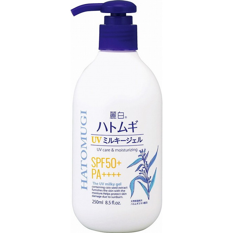 【単品20個セット】麗白 ハトムギ UVミルキージェル SPF50+ PA++++ ポンプタイプ 250ML 熊野油脂(代引不可)【送料無料】｜リコメン堂ホームライフ館