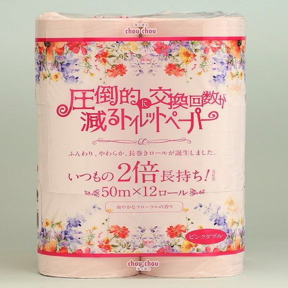 【単品16個セット】圧倒的に交換回数が減るトイレットペーパーシュシュピンク12ロールダブル2倍巻き 泉製紙(代引不可)【送料無料】