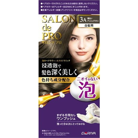 【単品4個セット】サロンドプロ 泡のヘアカラー・エクストラリッチ(白髪用)3A(明るいアッシュブラウン) ダリヤ(代引不可)【送料無料】