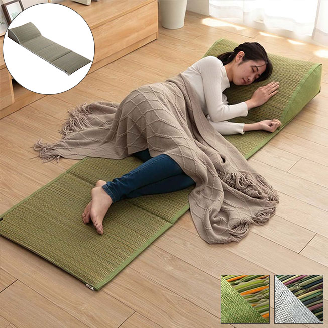 い草 マット クッション 頭部付き くつろぎ お昼寝 グリーン 約60×180cm(代引不可)【送料無料】