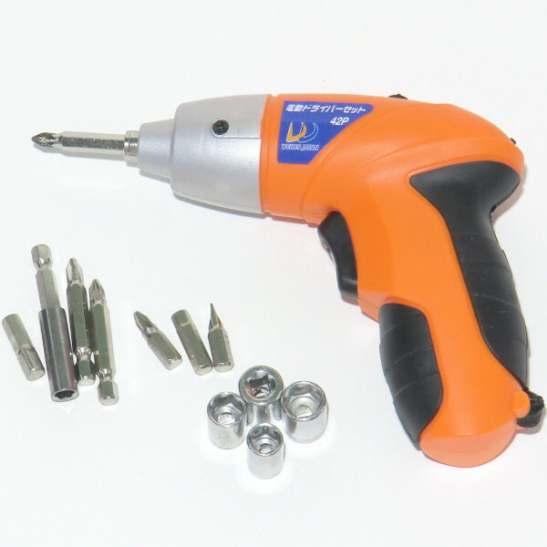 楽天市場】42P 電動ドライバーセット リチウムイオン充電池 ライト付き