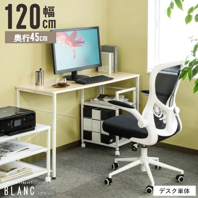 デスク 幅120cm blanc ブラン パソコンデスク 120×45cm ワークデスク 作業台 平机 勉強机 書斎机 テレワーク 在宅 学習デスク 学習机(代引不可)【送料無料】 9,629円