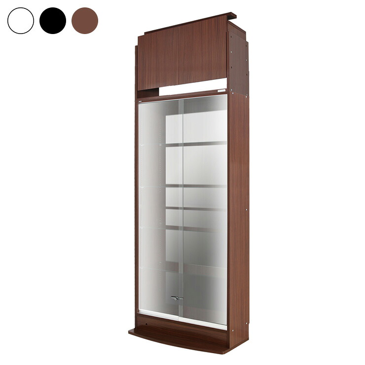 コレクションラック 本体+ミラー+LED+上置き 4点セット 幅83.1cm 奥行28.5cm 高さ180cm CR-TH8329EM2US 収納ラック(代引不可)【送料無料】｜リコメン堂ホームライフ館
