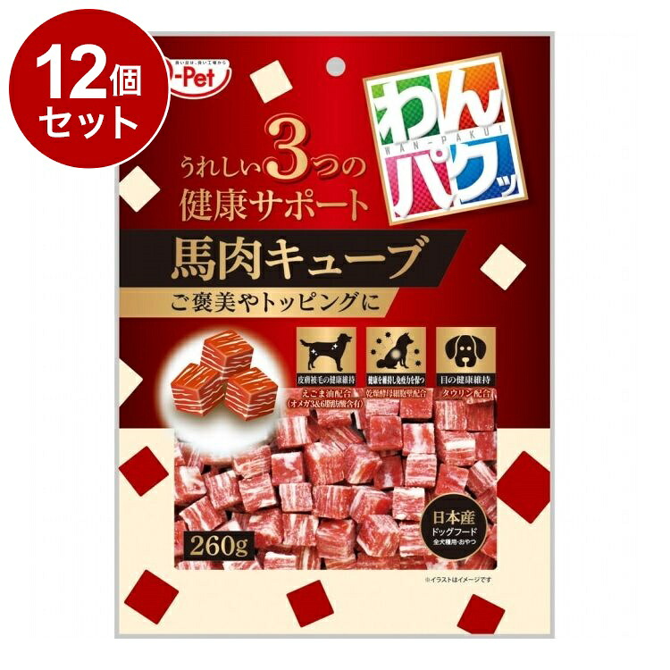 【12個セット】 九州ペットフード わんパクッ 馬肉キューブ 260g【送料無料】