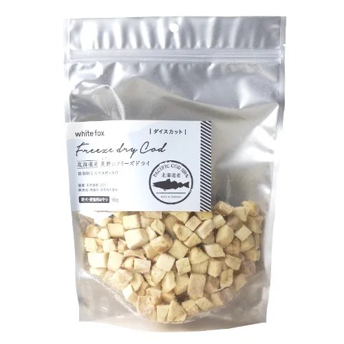 ホワイトフォックス 北海道産真鱈のフリーズドライ ダイス 犬猫用 90g white fox【送料無料】