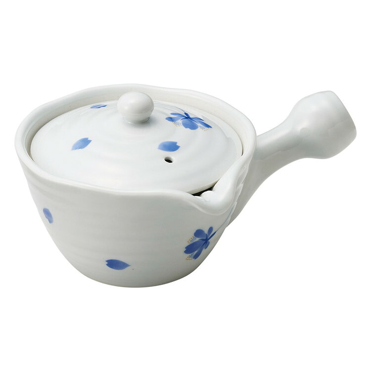 松尾利光作 白磁急須 青い花 有田焼 和陶器 804380(代引不可)【送料無料】