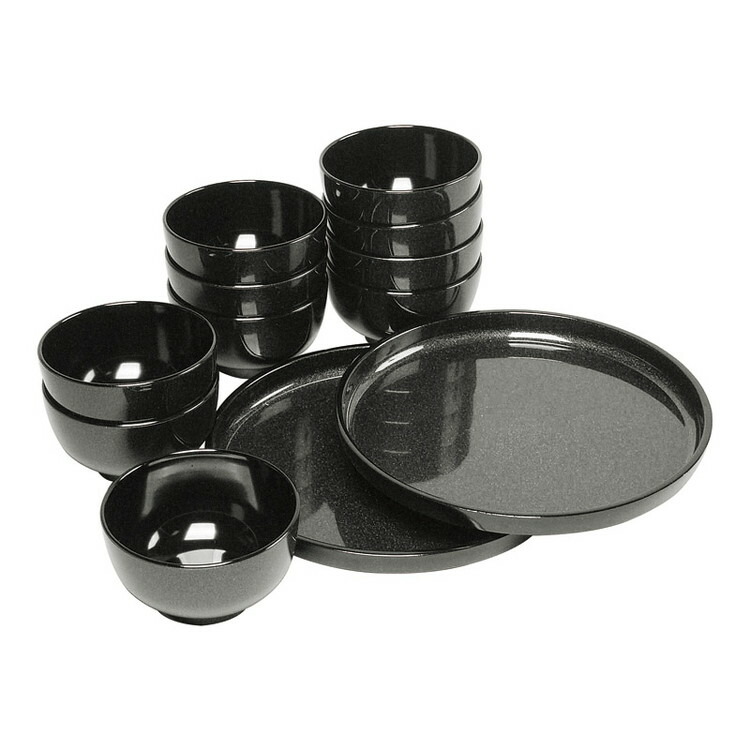 ラメ塗 丸盆\u0026汁椀セット 樹脂製品 G23-90(代引不可)【送料無料】