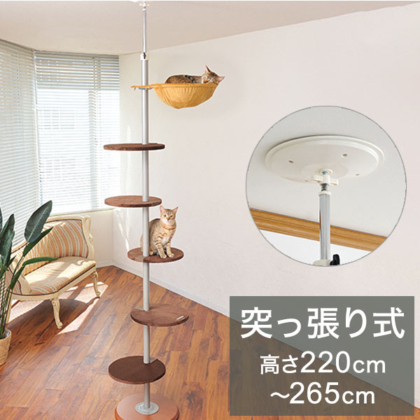 ボンビアルコン キャットポール 突っ張り 高さ220cm~265cm スリム キャットツリー キャットタワー 猫ツリー 猫タワー 猫用 ハンモック付 運動不足解消 ボンビ【送料無料】｜リコメン堂ホームライフ館