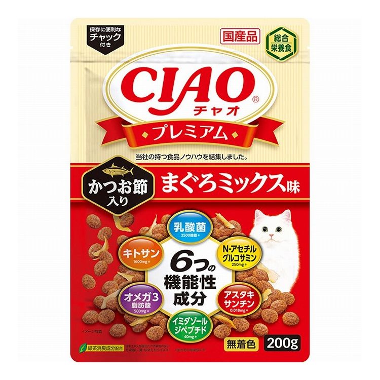 【12個セット】 CIAO プレミアム かつお節入り まぐろミックス味 200g x12【送料無料】