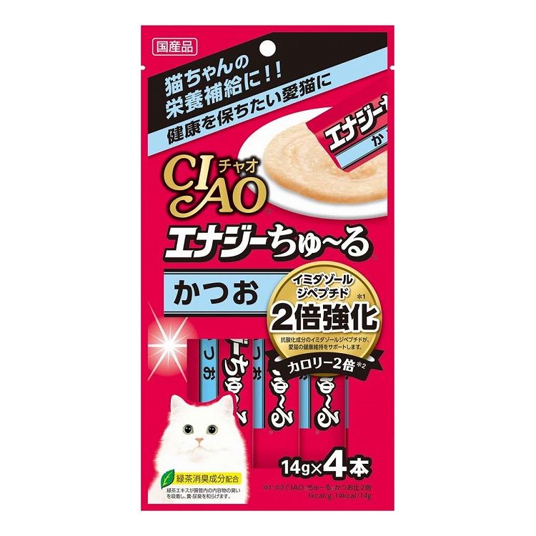 【24個セット】 CIAO エナジーちゅ~る かつお 14g×4本 x24【送料無料】