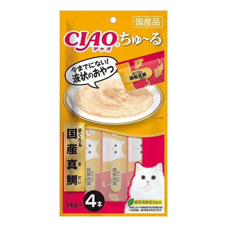 【24個セット】 CIAO ちゅ~る まぐろ&国産真鯛 14g×4本 x24【送料無料】