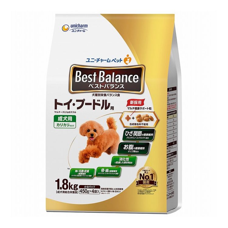 【4個セット】 ユニチャーム ベストバランス カリカリ仕立て トイ・プードル用 1.8kg【送料無料】