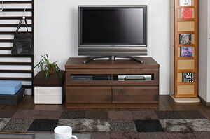 完成品 アルダー材 テレビボード 天然木 日本製 木目調 木製 天然木 ダークブラウン 茶 幅101 コンパクト スリム おしゃれ ヴィンテージ 国産【送料無料】