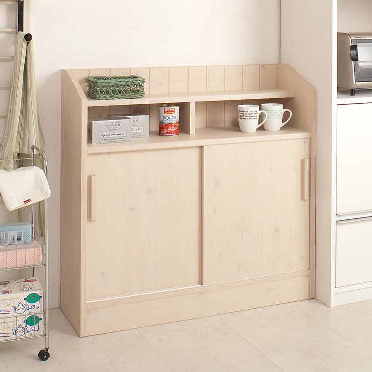 楽天市場】日本製 完成品 引き戸式 キッチン カウンター下 収納 幅90.5