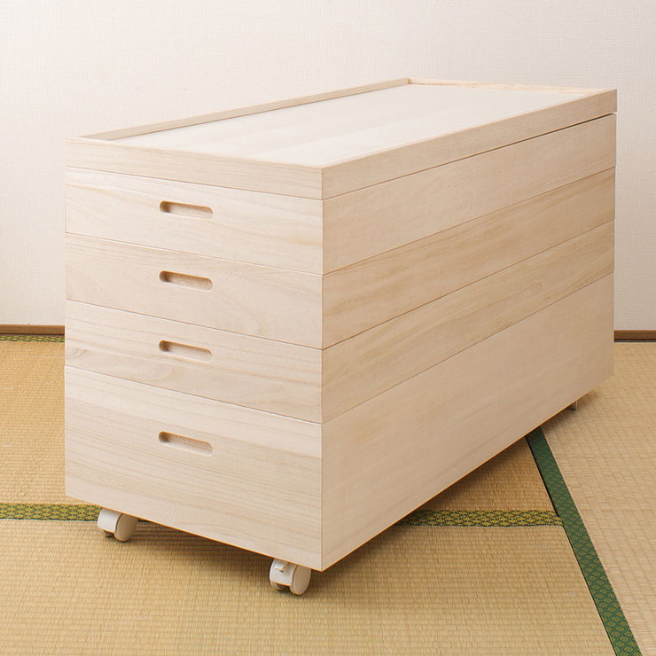 日本製 国産 完成品 桐高さ55(白キャスター付)収納 桐収納 桐 押入れ収納 収納ボックス シンプル 和風 収納箱 衣装ケース(代引不可)【送料無料】