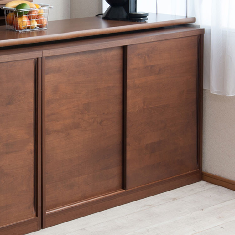 キャビネット 幅90 ダークブラウン 引き戸 引戸 モダン 北欧 おしゃれ カウンター下 カウンター下収納 省スペース 窓下収納 キッチン キッチン収納 リビング 国産 完成品 天然木(代引不可)【送料無料】