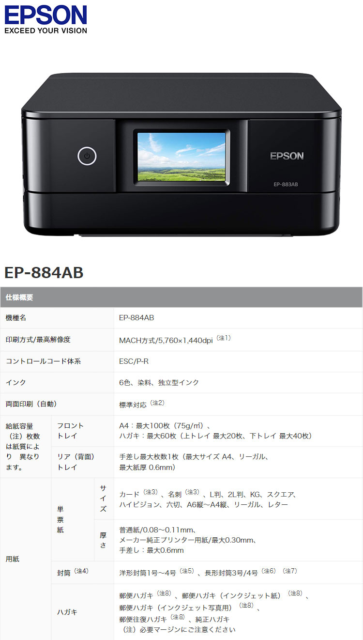 コーフル プリンター 新品 エプソン EPSON コピー スキャン EP-884AB