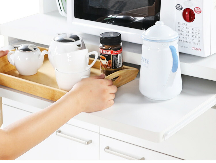 白井産業モデレオスライド付きカップボードキッチンボード食器棚収納大容量ハイタイプ幅79.7高さ178白ホワイトおしゃれ北欧引き出し付き(代引不可)【送料無料】
