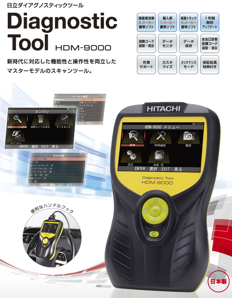 楽天市場 日立 ダイアグノスティックツール スキャンツール 故障診断機 Hdm 9000 代引不可 送料無料 リコメン堂ホームライフ館