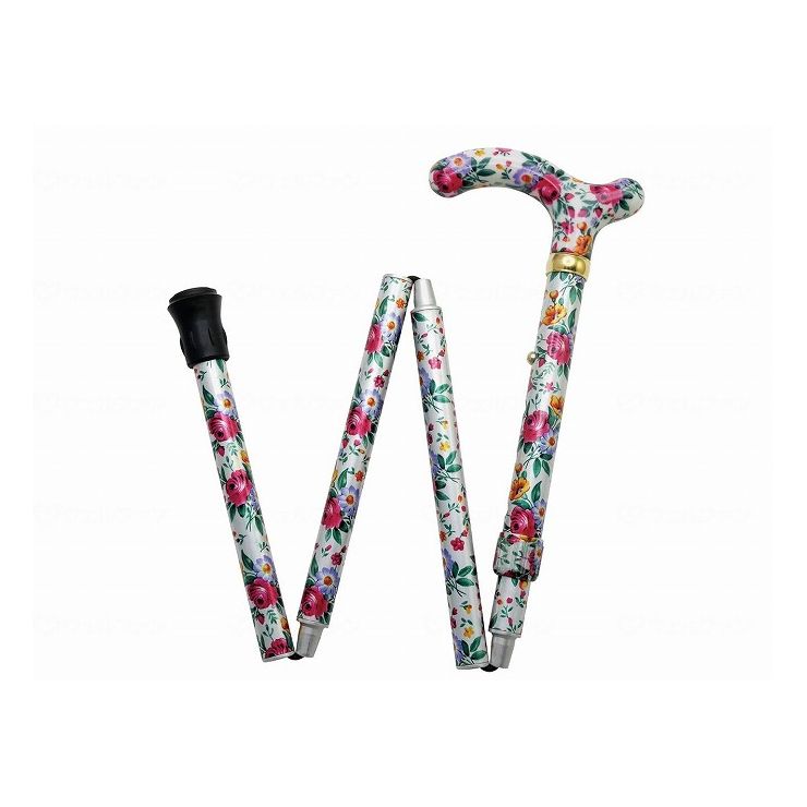 土屋産業 総花柄アルミステッキ 白 メール便送料無料対応可