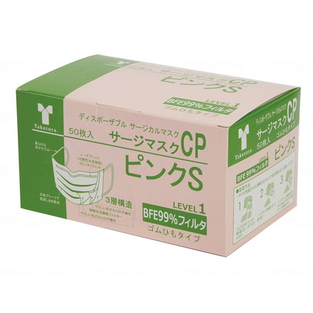 竹虎 サージマスクCP 50枚入 可燃性ノーズブリッジ ピンクS ケース 076164(代引不可)【送料無料】
