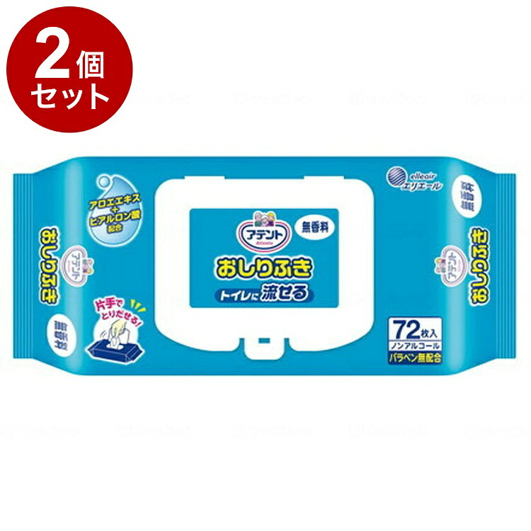 【単品2個セット】大王製紙 T 流せるおしりふき72枚 ケース 無香料 833064(代引不可)【送料無料】|リコメン堂ホームライフ館