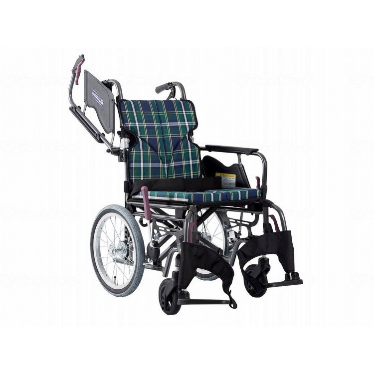 カワムラサイクル モダンBstyle 介助用 16インチ中・高床/緑チェック(A9)/座幅38-前座43cm(代引不可)【送料無料】