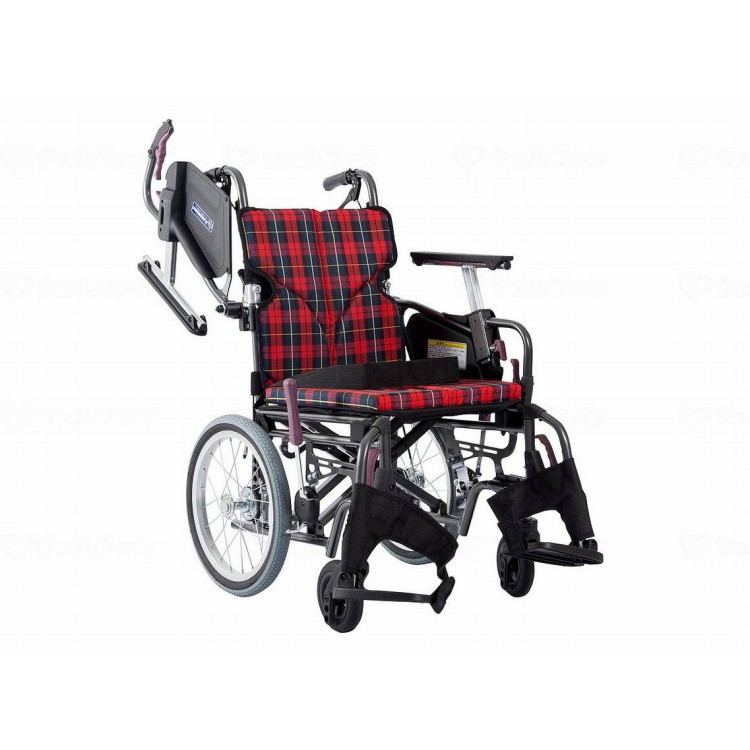 カワムラサイクル モダンCstyle 介助用 16インチ中・高床/赤チェック(A10)/座幅40-前座45cm(代引不可)【送料無料】