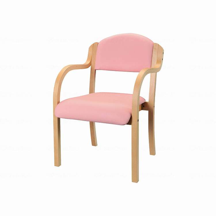 【法人限定】 井上金庫販売 木製チェア 肘付き IKD-01/ピンク/-(代引不可)【送料無料】