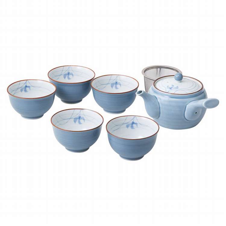 波佐見焼 グレー蘭 急須茶器揃 31051(代引不可)【送料無料】