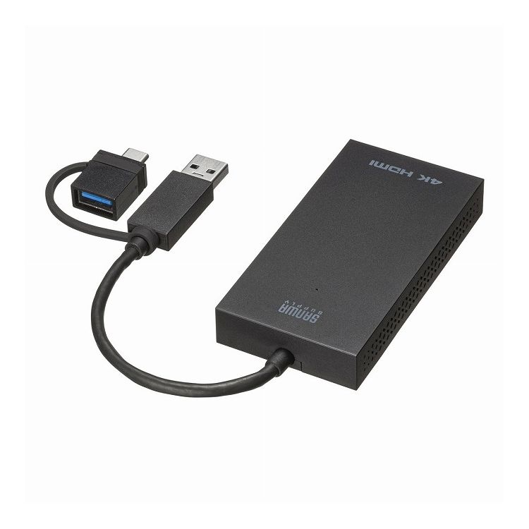 サンワサプライ 【メーカー直送】 USB A/Type-C 両対応 HDMIディスプレイ アダプタ 4K/30Hz対応 PC パソコン テレビ モニタ 映像 ケーブル一体型 USB-CVU3HD4(代引不可)【送料無料】 10,938円