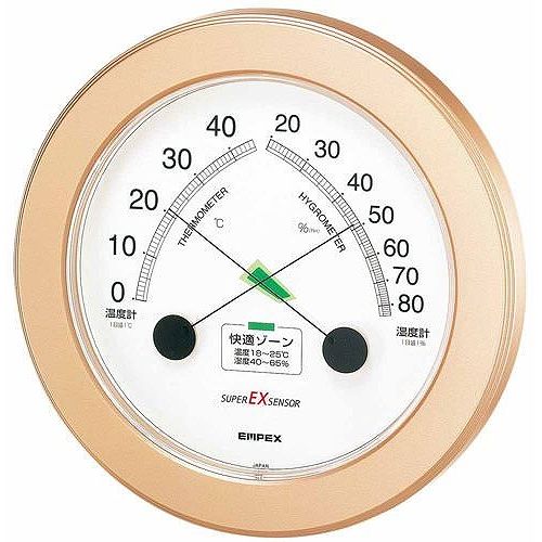 EMPEX (エンペックス) 温度・湿度計 スーパーEX高品質 温度・湿度計 壁掛用 EX-2738 シャンパンゴールド【送料無料】