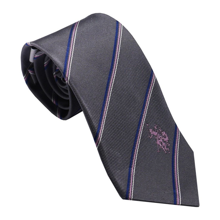 U.S.PORO ネクタイ シルク100% USPA-81 GRAY/PINK(代引不可)【送料無料】