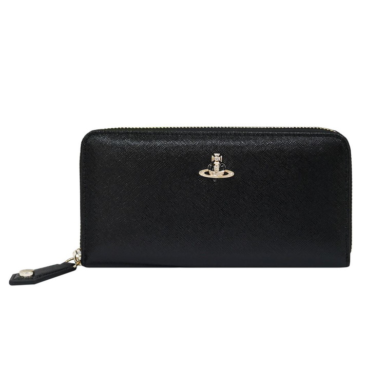 ヴィヴィアンウエストウッド がま口 Vivienne Westwood DIAMANTE 51050023-L0040 ラウンドチャック長がま口 N401 BLACK/GOLD PLATING(代引不可)【貨物輸送無料】 メンズ財布-バッグ・小物・ブランド雑貨