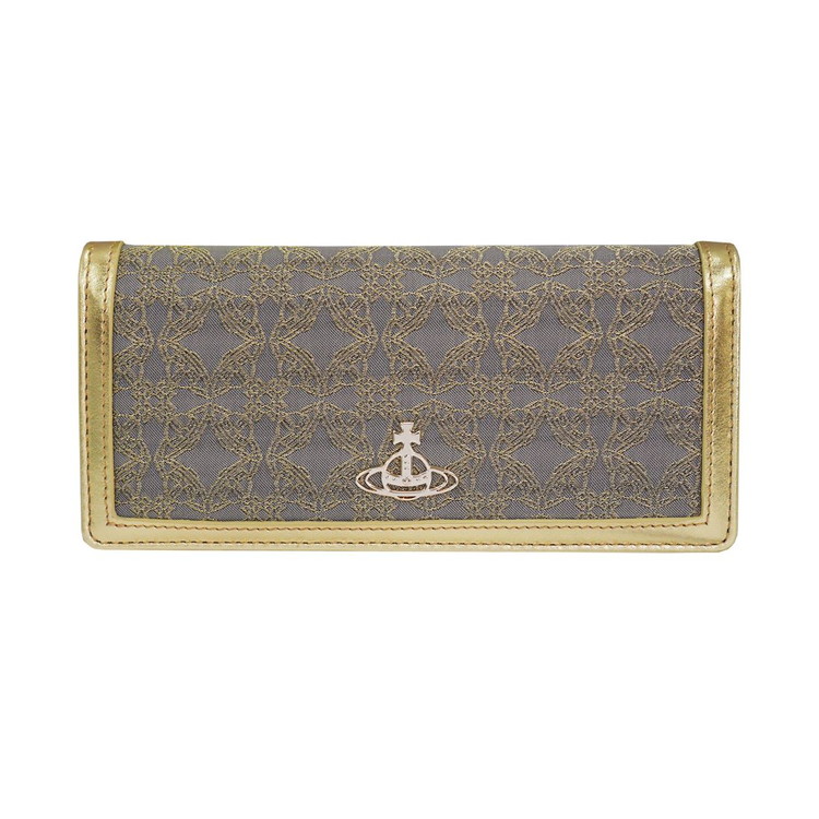 ヴィヴィアンウエストウッド 財布 Vivienne Westwood RE-JACQUARD ORBORAMA 51040027-W0012 二つ折り長財布 R401 GOLD/GREY(代引不可)【送料無料】